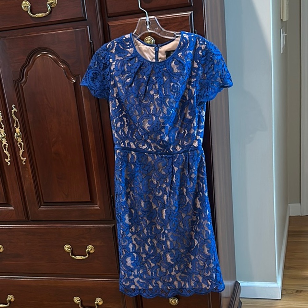 Adrianna Papell Blue Lace Dress